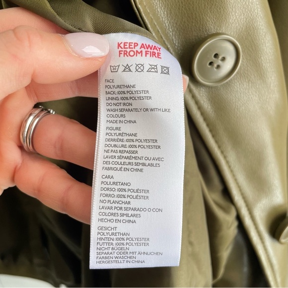 Urban Outfitters Oversized Jules Faux Leather Blazer Olive Small - Picture 15 of 15